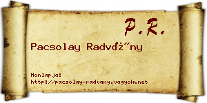 Pacsolay Radvány névjegykártya